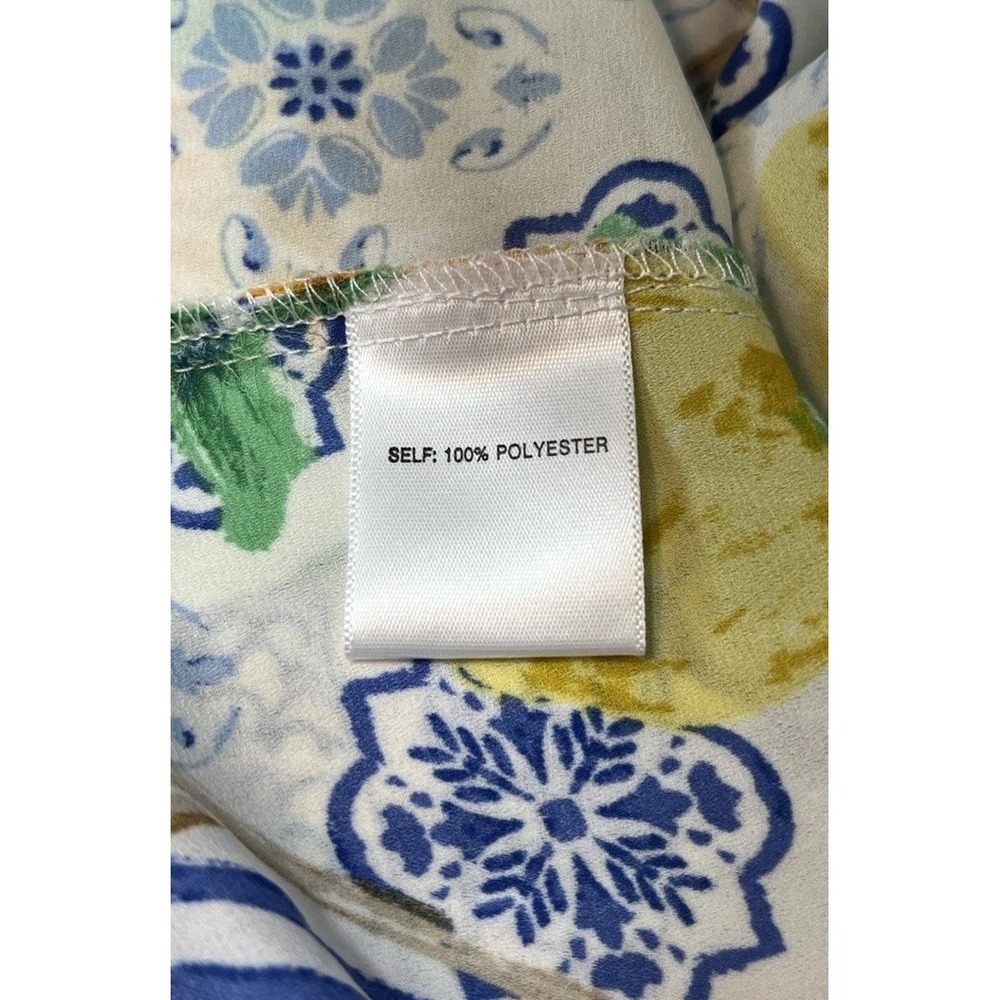 NWT Rose + Olive Sz 1X Top Citrus Fruit Europe Print Tie Front Button Up Shirt - Picture 6 of 9